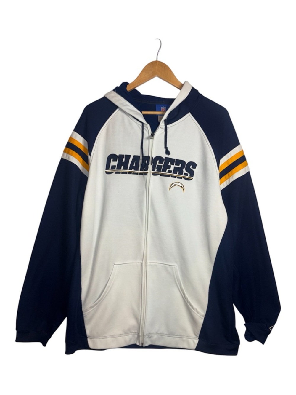 Los Angles Chargers Reebok Hoodie Full Zip Jacket Mens XL Blue & White